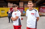 Die fleißigen Lehrlinge der Baufirma Lechner, Felix Hagmann, 1. Lehrjahr und Matthias Binder, 3. Lehrjahr unterstützten die Kinder bei der Kinderbaustelle tatkräftig.