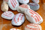 Die jährlichen Give Aways an die Kinder - beschriftete Steine - der Kinderbaustelle der Baufirma Lechner aus Plank am Kamp