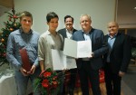 Anna Kolm mit ihrem Ehemann Georg bei der Ehrung für 5 Jahre Treue als kaufmännische Angestellte in der Kaminsanierung.