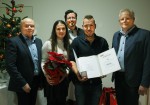 Nico Hirt mit seiner Alexandra, Seniorchef Baumeister Hermann Lechner, Mag. Holger Lang-Zmeck von der Wirtschaftskammer und Firmenchef Baumeister Dipl. Ing. (FH) Christian Lechner 