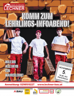 Die Lehrlinge der Baufirma Lechner Dominik Wegenberger, Lehrling im 1. Lehrjahr, Nico Hinterleitner, Lehrling im 2. Lehrjahr und Matthias Binder, Lehrling im 1. Lehrjahr bei der Vorbereitung zum Lehrlings-Infoabend am 5.11.2020 um 18.00 Uhr.